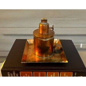 VTG Handcrafted Copper Oil Lamp Finger Loop Handled & Wick Rustic New Burnt